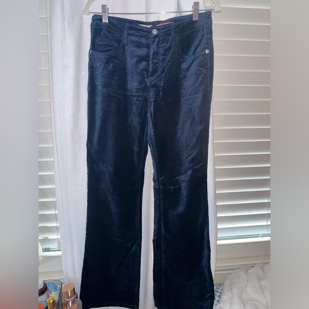 Pilcro Demilune Boot Velvet Navy Blue Size 29 (TAILORED TO 27)